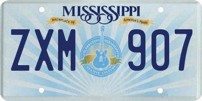 MS license plate ZXM907