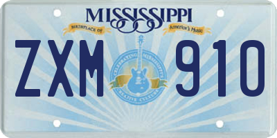 MS license plate ZXM910