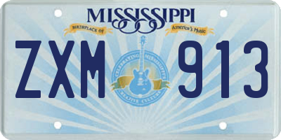 MS license plate ZXM913