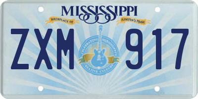 MS license plate ZXM917