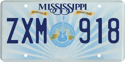 MS license plate ZXM918