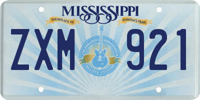 MS license plate ZXM921