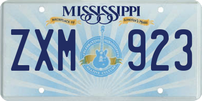 MS license plate ZXM923