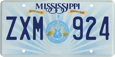 MS license plate ZXM924
