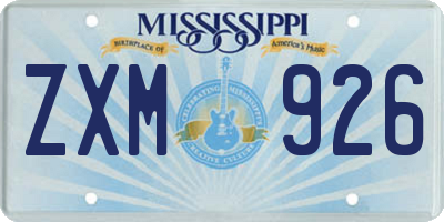 MS license plate ZXM926