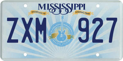 MS license plate ZXM927