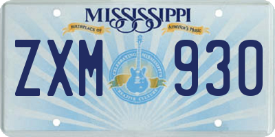 MS license plate ZXM930