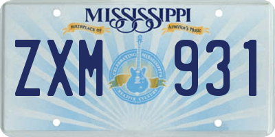MS license plate ZXM931