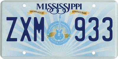 MS license plate ZXM933