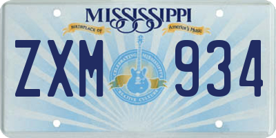 MS license plate ZXM934