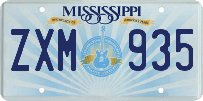 MS license plate ZXM935