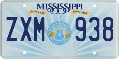 MS license plate ZXM938