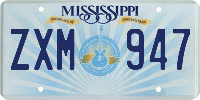 MS license plate ZXM947
