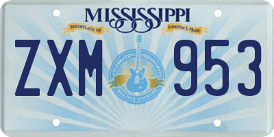 MS license plate ZXM953