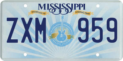 MS license plate ZXM959