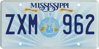 MS license plate ZXM962