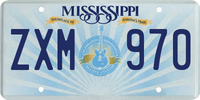 MS license plate ZXM970