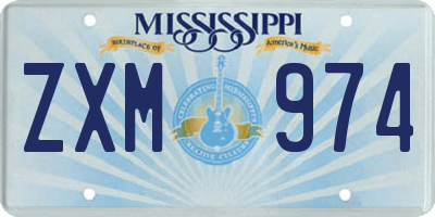 MS license plate ZXM974