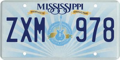 MS license plate ZXM978
