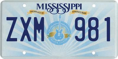 MS license plate ZXM981