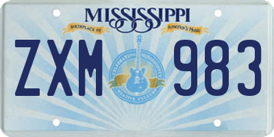 MS license plate ZXM983