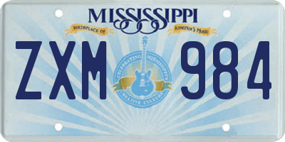 MS license plate ZXM984