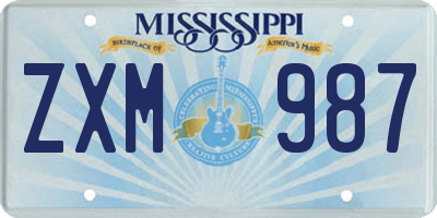MS license plate ZXM987