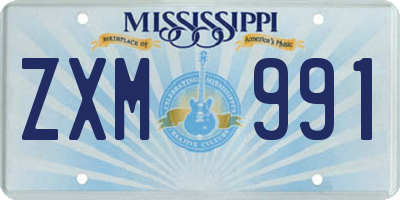 MS license plate ZXM991