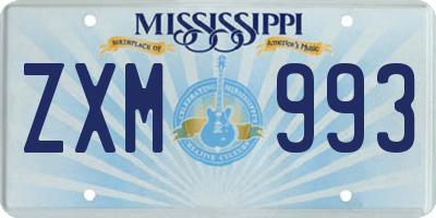 MS license plate ZXM993