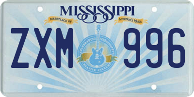 MS license plate ZXM996