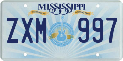 MS license plate ZXM997