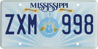 MS license plate ZXM998
