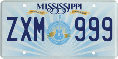 MS license plate ZXM999