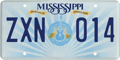 MS license plate ZXN014