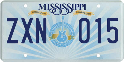 MS license plate ZXN015