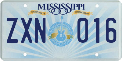 MS license plate ZXN016