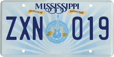 MS license plate ZXN019