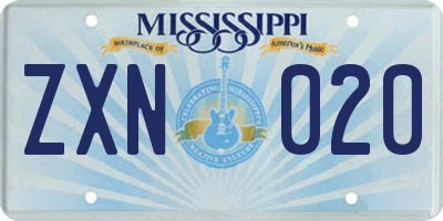 MS license plate ZXN020
