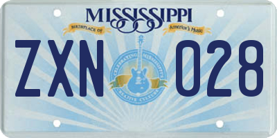 MS license plate ZXN028