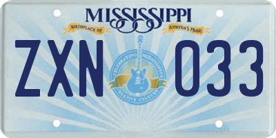 MS license plate ZXN033