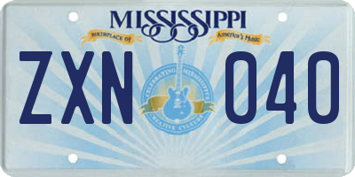 MS license plate ZXN040