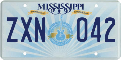 MS license plate ZXN042