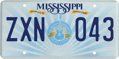 MS license plate ZXN043