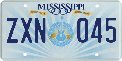 MS license plate ZXN045