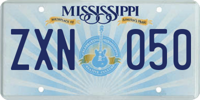 MS license plate ZXN050