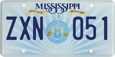 MS license plate ZXN051
