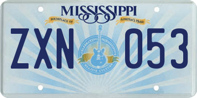 MS license plate ZXN053