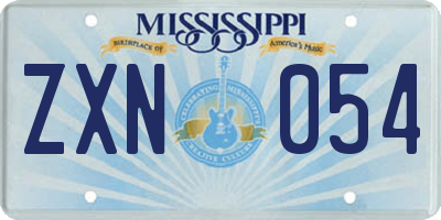 MS license plate ZXN054
