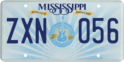 MS license plate ZXN056