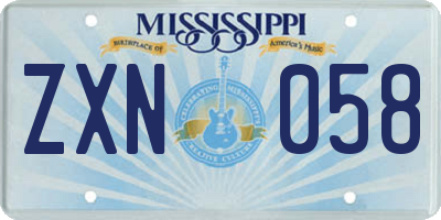 MS license plate ZXN058